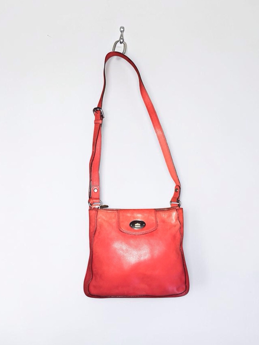 Long Live Vintage Coral Red Fossil Crossbody Bag